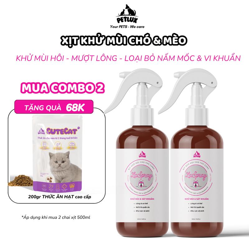    Live  COMBO 2 Chai 500ml Xịt Khử Khuẩn Khử Mùi Chó Mèo LaSrpay Khử mùi Hôi Khai Mùi Chuồng Nuôi Vật Dụng Làm Sạch Không Khí Hạn Chế Bệnh Tật   