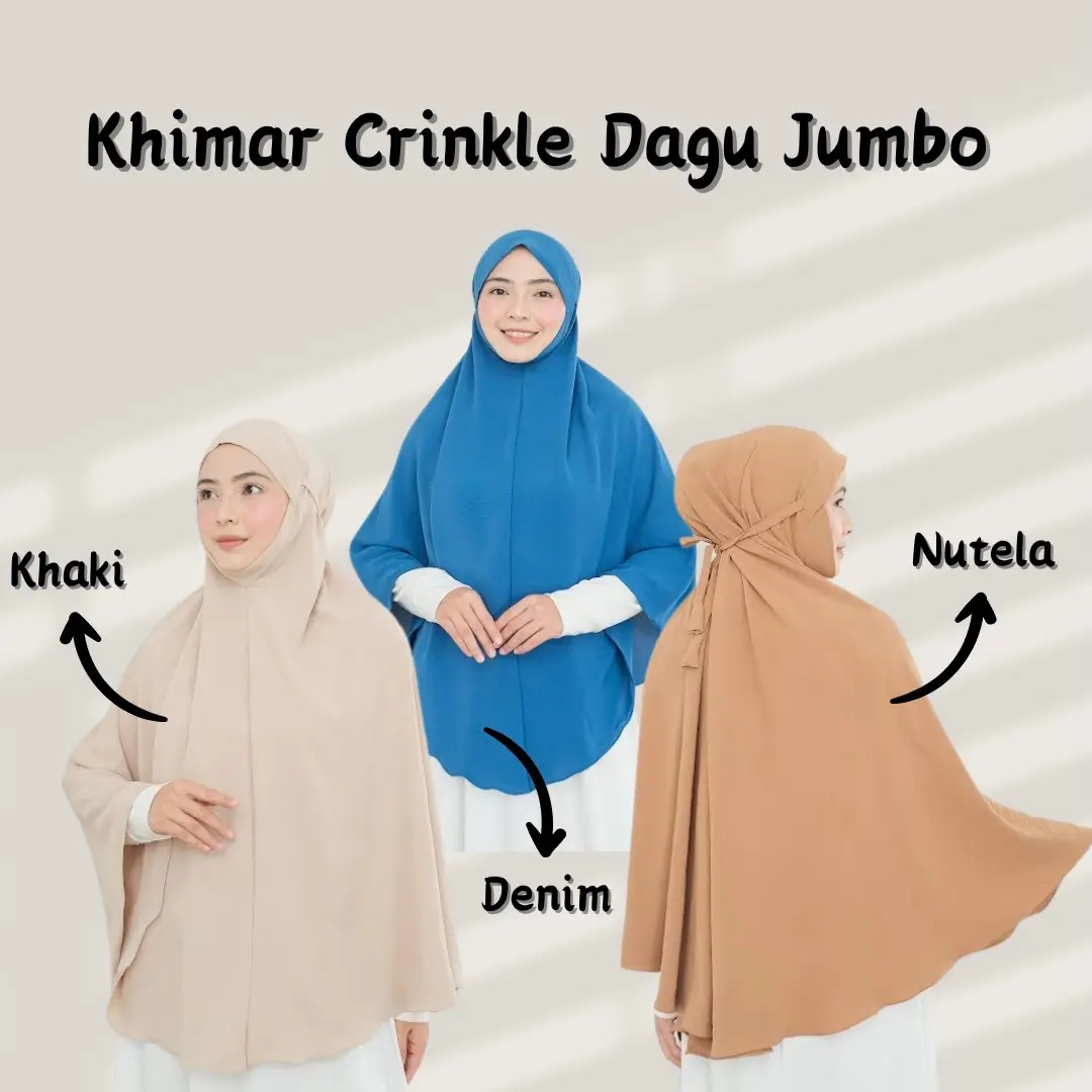 Khimar Bergo Crinkle Dagu Syar'i / Kerudung Jumbo XXL Muslim Syari