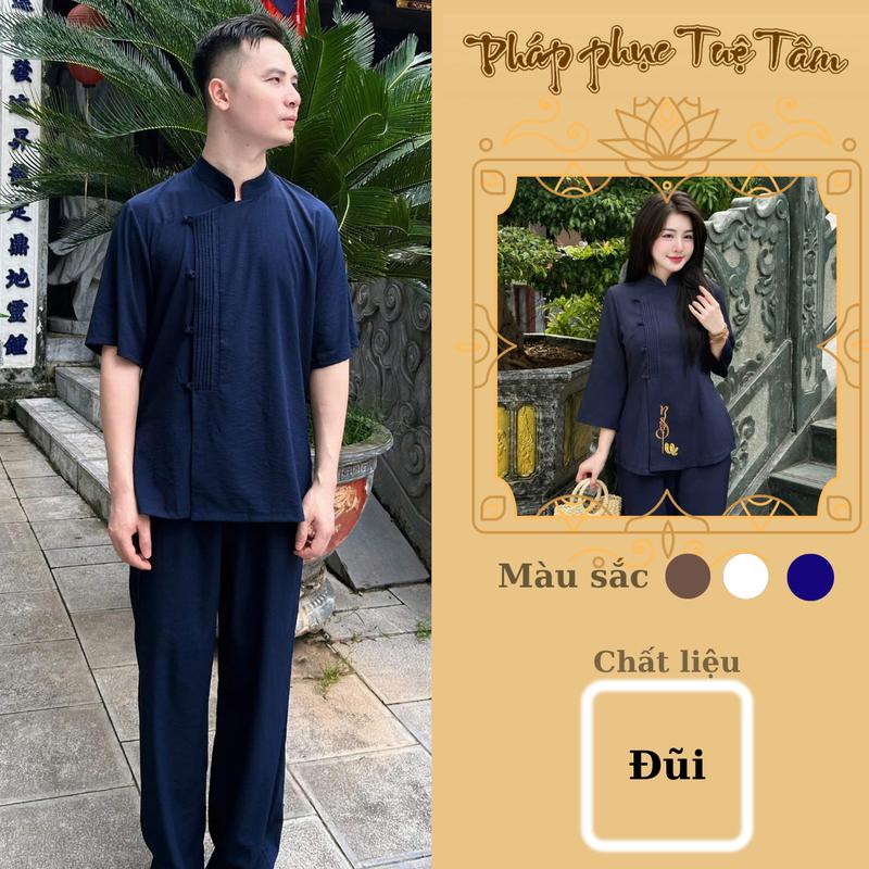 SET NAM - NỮ Đồ lam đi chùa NGỘ pháp phục vạt hò cho nam - nữ vải đũi cao cấp mềm mát