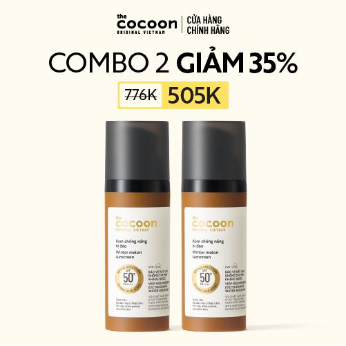 Combo 2 Kem chống nắng bí đao quang phổ rộng SPF 50 +, PA ++++ Cocoon 50ml
