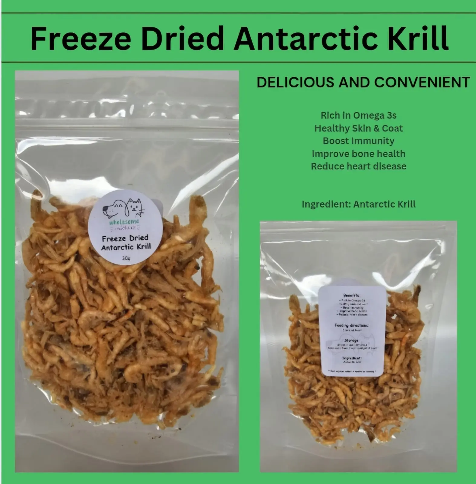Freeze-Dried Antarctic Krill for Pets | Cat Treats | Dog Treats