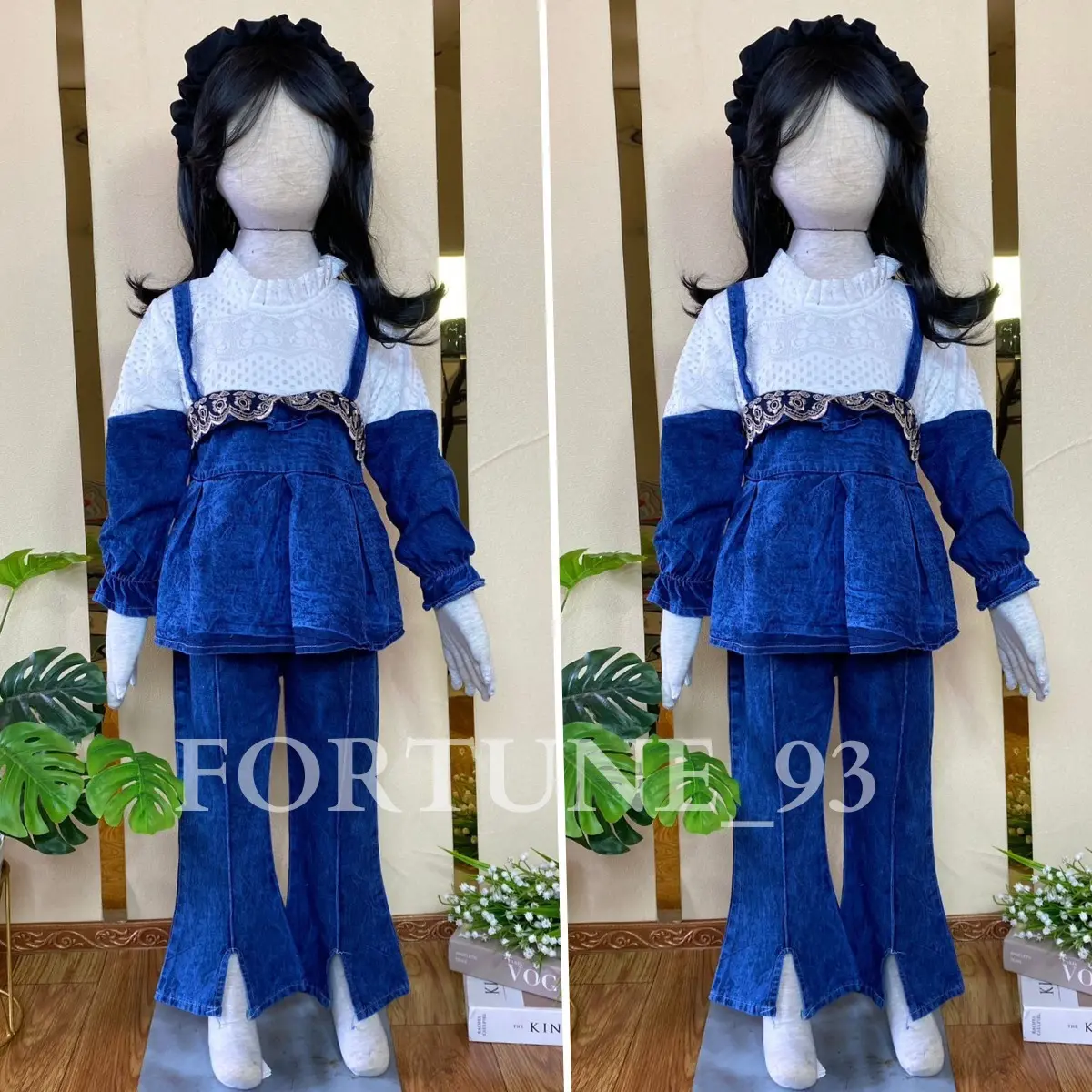 Stelan baju anak perempuan import korean style  korean style usia 3 - 10 tahun celana cutbray set jins cargo anak perempuan terbaru 2024 set anak tanggung jumbo oversize  set premium anak perempuan - COD Jeans Fashion Motif