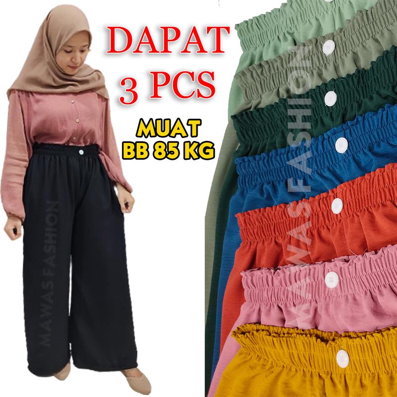 Isi 3 pcs - Kulot crinkle jumbo bb 85 cocok buat ibu hamil- Celana bumil big size kringkel airflow premium 1