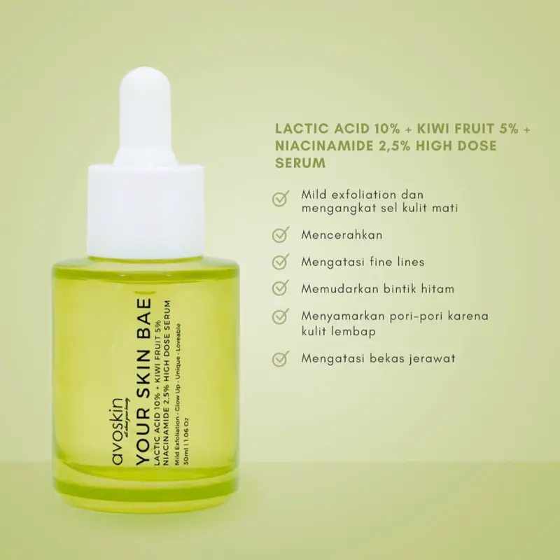 Avoskin Your Skin Bae Lactic Acid 10% + Kiwi Fruit 5% + Niacinamide 2,5% High Dose Serum 1