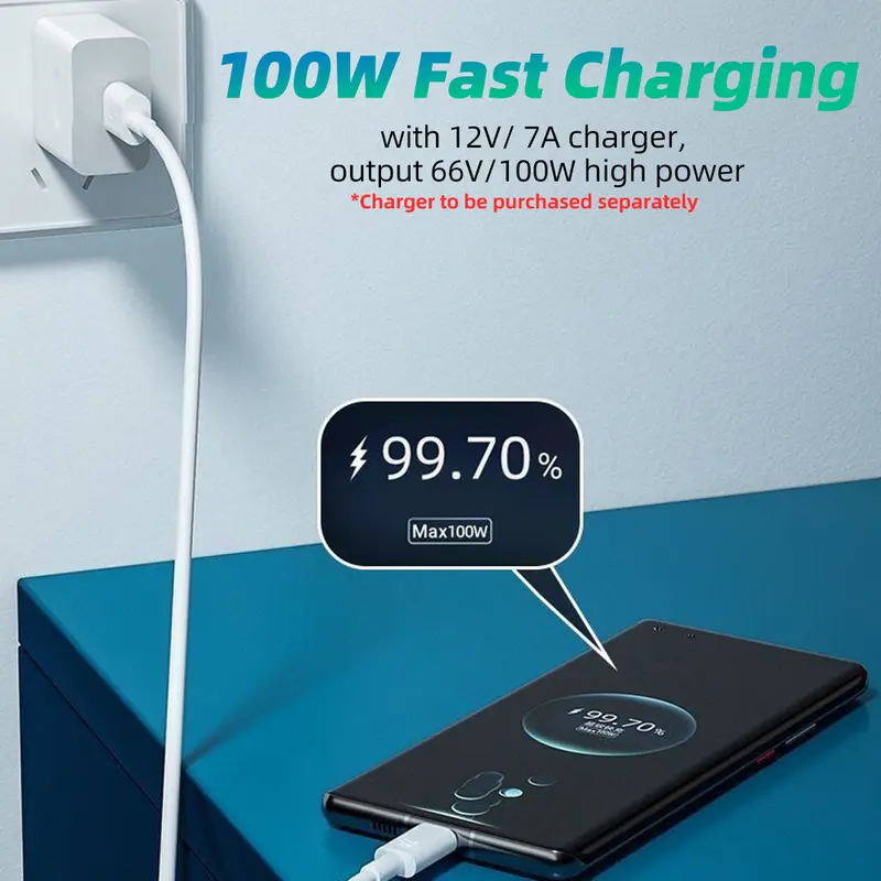 Cáp sạc nhanh USB C, 7A, Dây sạc nhanh USB Type C, Tương thích với Huawei Mate 40, 30, Xiaomi 12 Pro, Samsung Galaxy Fold 6, Xiaomi Redmi, Oppo, Vivo, Phụ kiện dây dữ liệu điện thoại Phone Sạc Điện Thoại 5