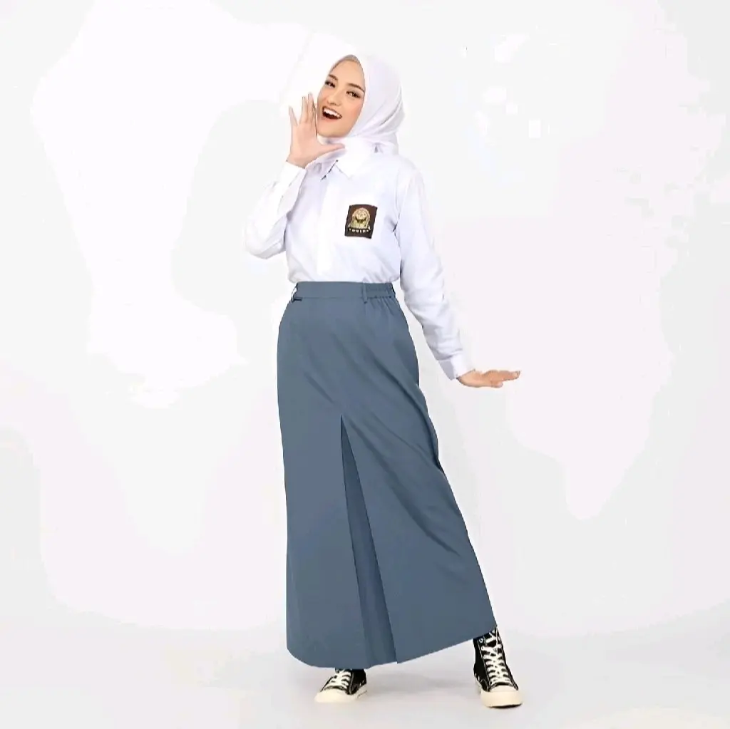 SERAGAM SEKOLAH SMA ABU ABU REMPEL BELAH DEPAN TERBARU Panjang