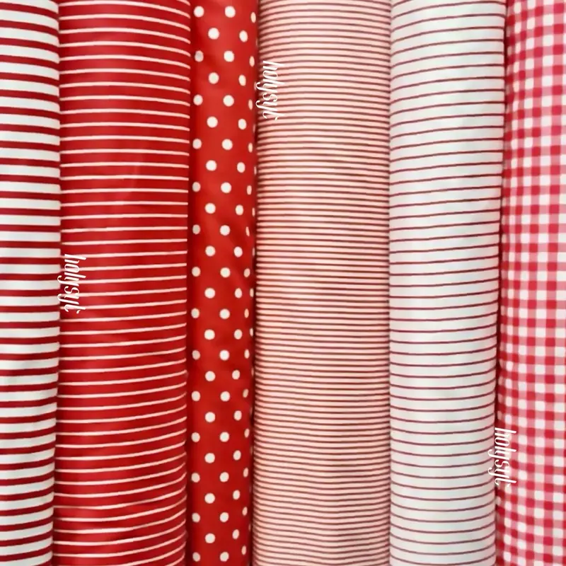KAIN KATUN JEPANG JAPAN DESIGN TOKAI SENKO MOTIF GARIS KOTAK POLKADOT MERAH PUTIH SERIES 2
