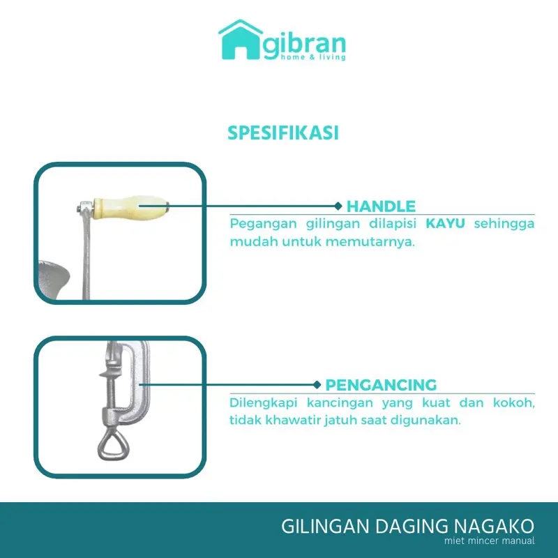 Gilingan Daging Manual NAGAKO Alumunium Cor Praktis dan Mudah Murah 2