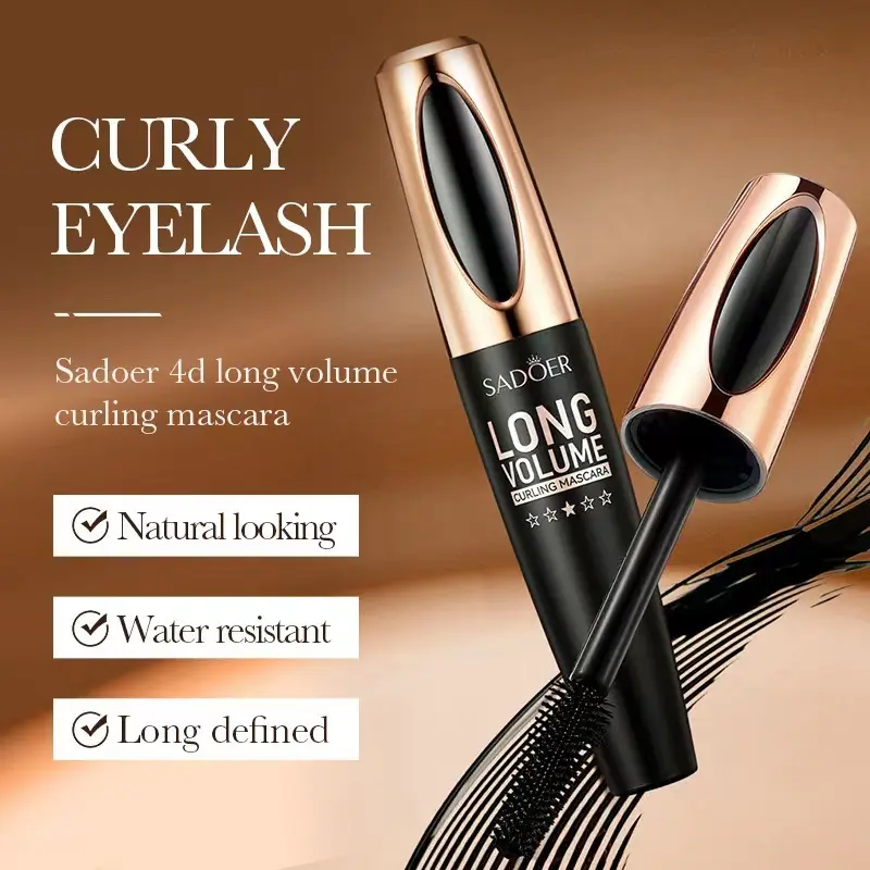 Sadoer 4D Eyelash Mascara Extension Makeup Black Waterproof Eyelash Long-Lasting Charming Eye Makeup 12g