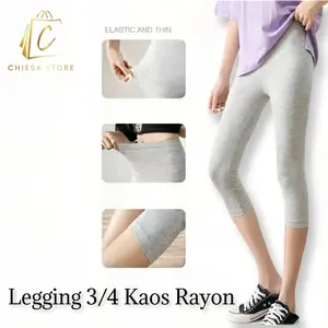 Legging 3/4 Bahan Kaos Soft Rayon Standart & Jumbo / Pendek Wanita