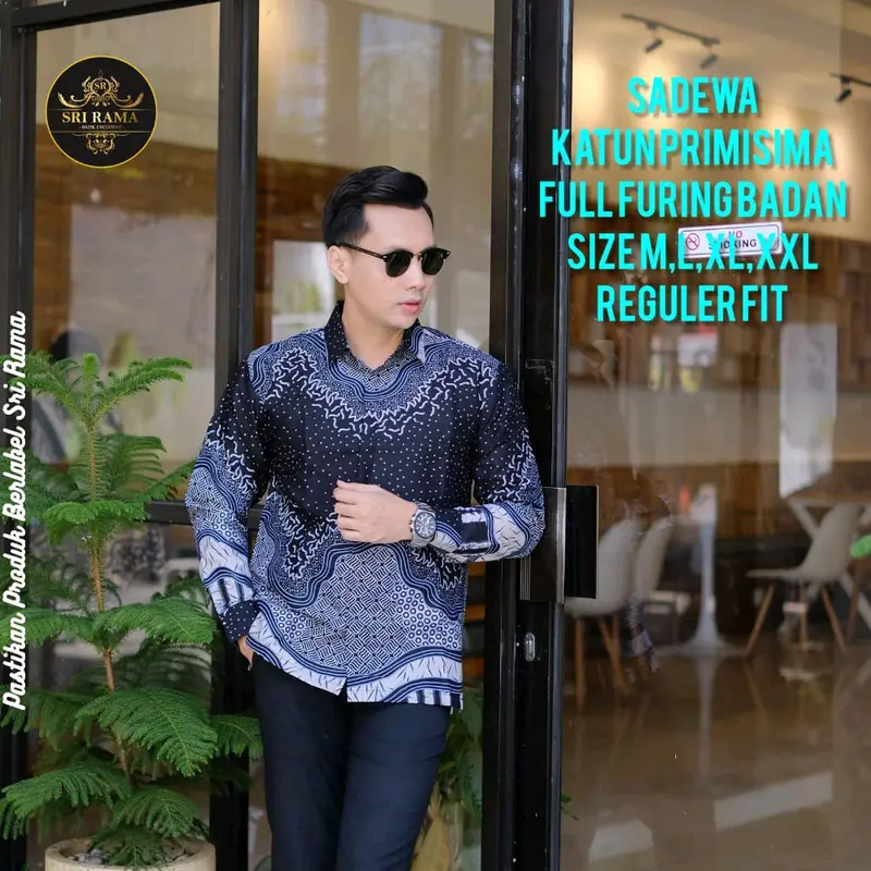 BATIK SOLO BATIK KEMEJA LENGAN PANJANG BAHAN KATUN LAPIS PURING PRIA 5