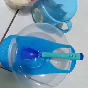 [COD] SM C123 Mangkok dan Sendok Makan Bayi Sensor Panas Perlengkapan Bayi