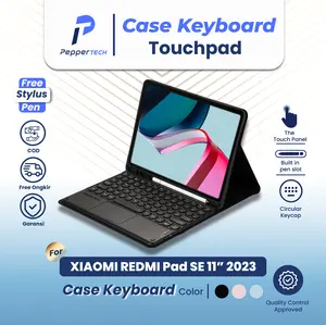 Case Keyboard For Redmi Pad SE 11 Inch 2023 WiFi 4G LTE Smart Casing Bluetooth Wireless Flipcover Stand Berdiri Bookcover Softcase Tablet