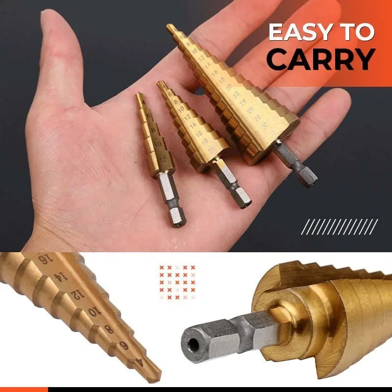 COD 6Pcs Mata Bor Pagoda Untuk Baja Spiral HSS Steel Titanium Coated mata bor Pagoda besi kerucut Cone drill hole saw 2