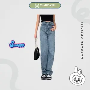 WARPATH - Highwaist Straight Casual Vintage Baggy Jeans Loose Wanita Celana Panjang Cewek SWAGGY 8117