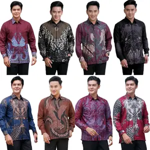 COD Kemeja Batik Pria Lengan Panjang Motif Terbaru Katun Halus Modern Terbaru Baju Dewasa Original Murah Kerja Atasan Cowok Casual Hitam
