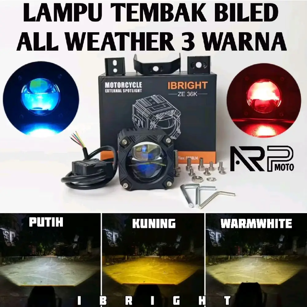 LAMPU TEMBAK BILED 3 WARNA ALL WEATHER IBRIGHT ZE 36K LOW 30WAT MOBIL MOTOR UNIVERSAL