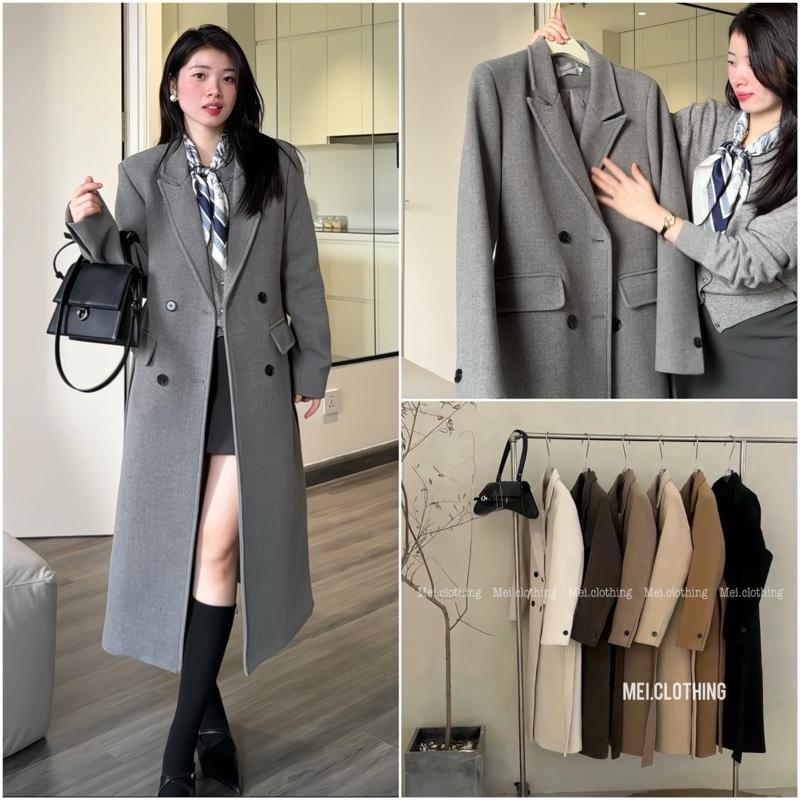 Dạ9 - Áo Khoác Dạ Chần Bông Dáng Dài Kèm Dây Đai QC Phong Cách Hàn