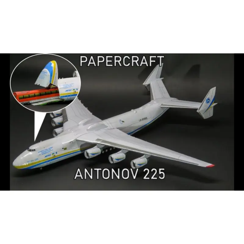 Lembaran pola papercraft papercraft miniatur pesawat antonov 225 skala 1:100 (MP-Ab)