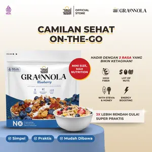Timur Tengah Grainnola Blueberry 125 gr Granola Sarapan Sehat Kaya Serat Sereal Praktis Camilan Rendah Kalori Dark Chocolate, Vanilla Honey