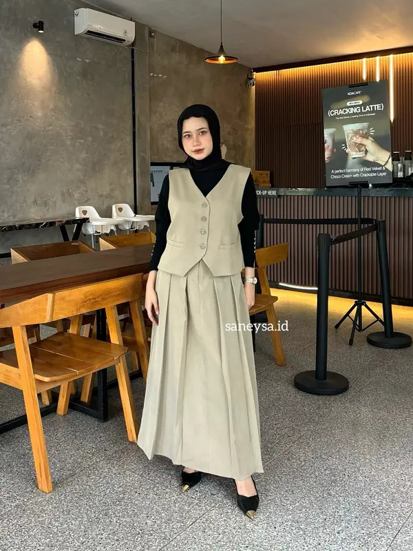 Emma One Set Vintage - Setelan Vest Wanita - Rok Flare Wanita - Rok Panjang Maxi Wanita - Skirt A Line - Rok Panjang Wanita - Rok Payung 1