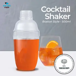 Cocktail Shaker Mixer Kopi Minuman Bartender Boston Style 500 700ml - B0569 - Transparent