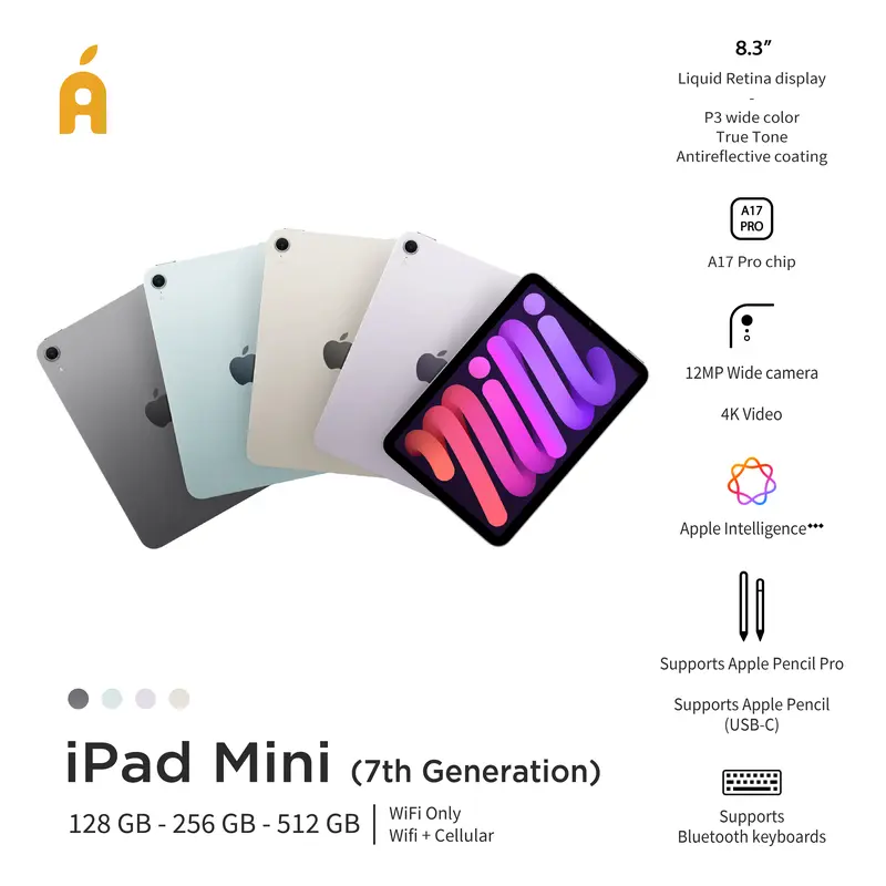 [LIVE AI] Tablet INTER Apple iPad Mini 7 2024 8.3-inch 128GB 256GB 512GB Space Gray Blue Purple Starlight 1