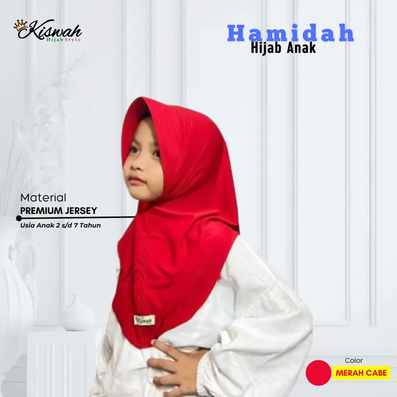 Kiswah - Hijab Instan Anak Hamidah TK 2-7thn jersey Premium Bergo Simple 1