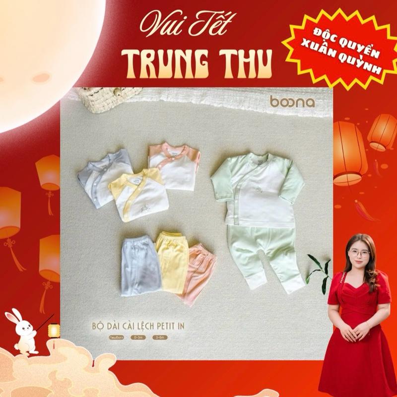 Bộ Dài Tay Sơ Sinh  Boona  Chất Liệu Pettit  Bamboo Silk Mềm Mại, Thoáng Mát Cho Bé 3-8Kg