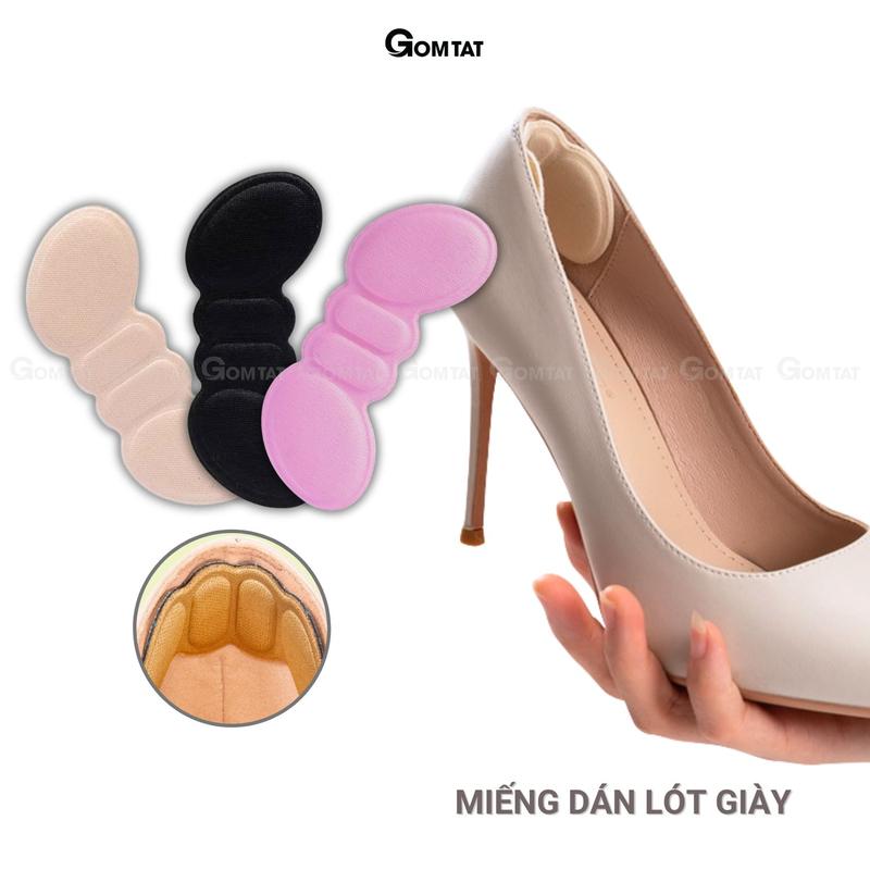 Miếng dán lót giày cao gót GOMTAT chống rớt gót, miếng dán có lớp silicon bám chân, Miếng Lót Giày mặt sau có keo siêu dính, đệm bảo vệ gót chân, Nhung, Cao Su - GOT-MAO-9002