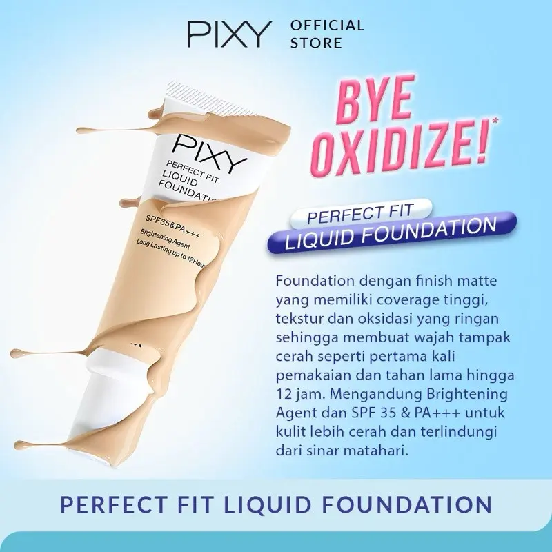 BUY 1 GET FREE TWC !!! PIXY Perfect Fit Liquid Foundation SPF 35 PA+++ 20 ml (FREE Produk untuk shade 02,03) 2