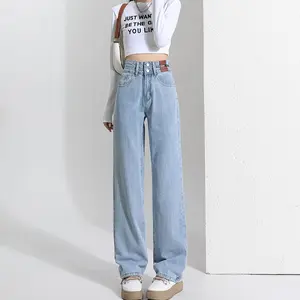 Celana Jeans Wanita Highwaist Kulot Premium Korean Style Panjang Hitam Fit Kaki Nyaman Slim Denim Cutbray