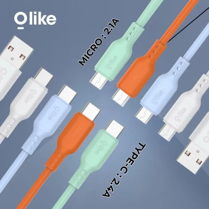 (1 TOPLES) OLIKE D306 D306M D306C D306L Kabel Data Micro Type C Lightning 2,4A 100cm Fast Charging 1