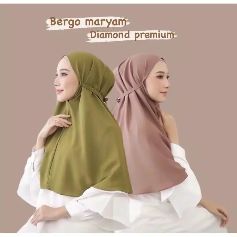 Jilbab Instan Bergo Maryam Diamond Dewasa / Hijab Khimar Bergo Maryam Non Pet Oval Kerudung Muslim Syari Crepe