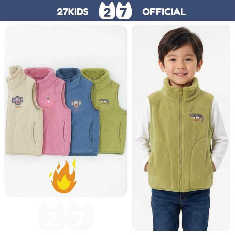 Áo gile trẻ em lót lông cừu 27Kids khoác ghi lê giữ ấm thu đông unisex cho trẻ 2-10 tuổi ULGL3