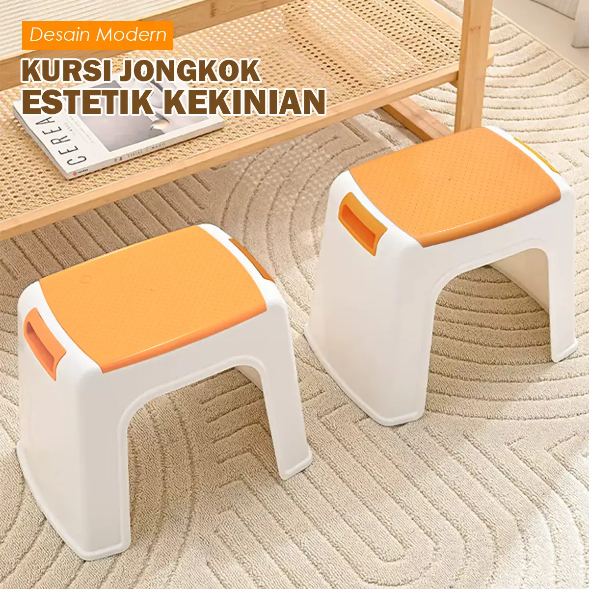 (DAPAT 2PCS) Bangku Jongkok Plastik Bahan Plastik Kokoh / Kursi Jongkok Plastik / Kursi Anak Persegi / Bangku Estetik / Kursi Mini | A1301-2PCS