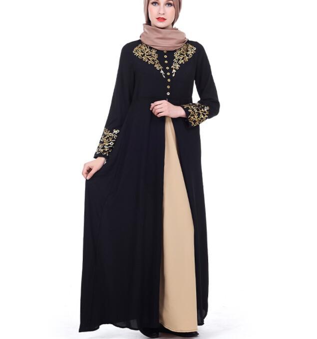 Product Introduction of Women Long Sleeve Patchwork Abaya Muslim Wear Bronzing Printing Islamic maxi dress the Eid wear 12