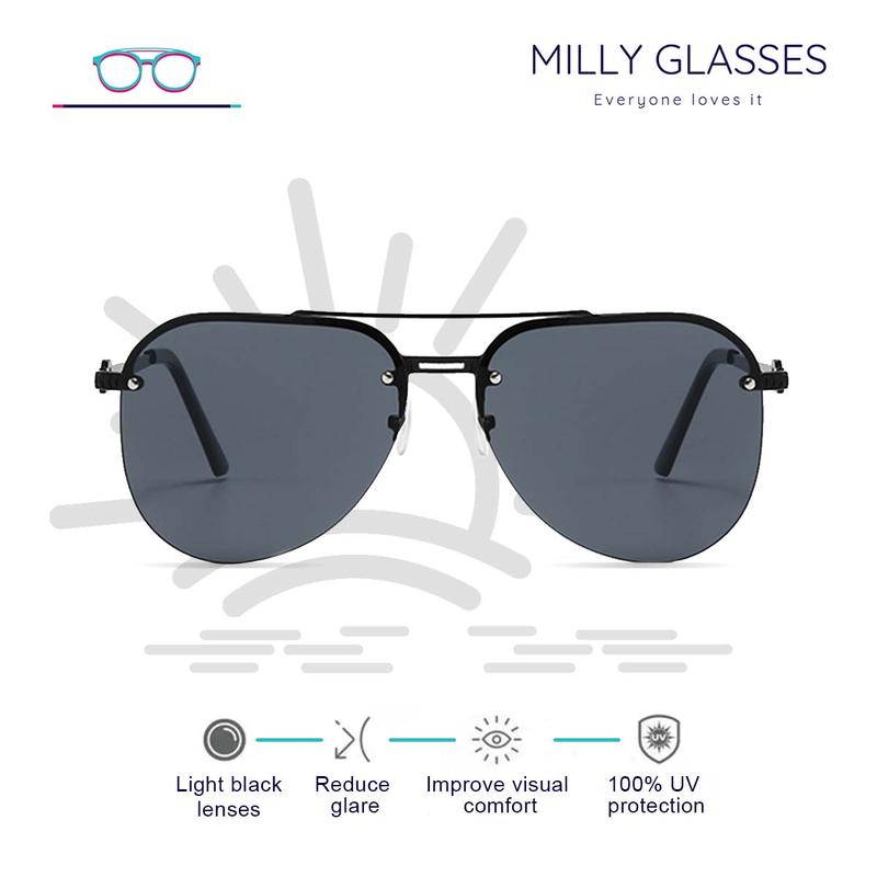  Kính râm phi công Milly Phong cách mới Thời trang Cổ Điển Kính râm kim loại Dành cho nam và nữ Chống nắng 