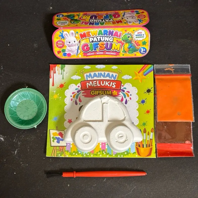 24 SET Melukis Patung Gyspum Cat Air Edukasi Anak pelatihan & pengamatan memori warna