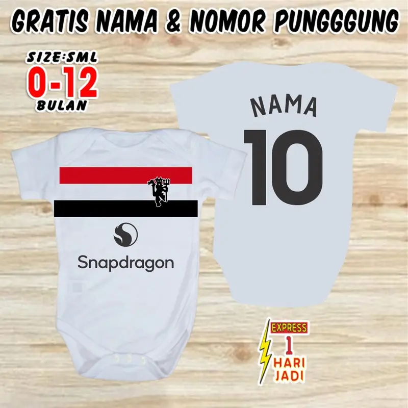 Baju Bola Bayi KLUB CUSTOM NAMA & NOPUNG Jumper Baby Romper Newborn Jersey Nameset Sepak Bola Kaos Bahan Katun Set Pakaian Anak Balita Laki Laki Perempuan Hampers Lucu Kado Bayi Baru Lahir Cowok Cewek Kostum Photoshoot Foto Bayi 0 6 12 Bulan 2