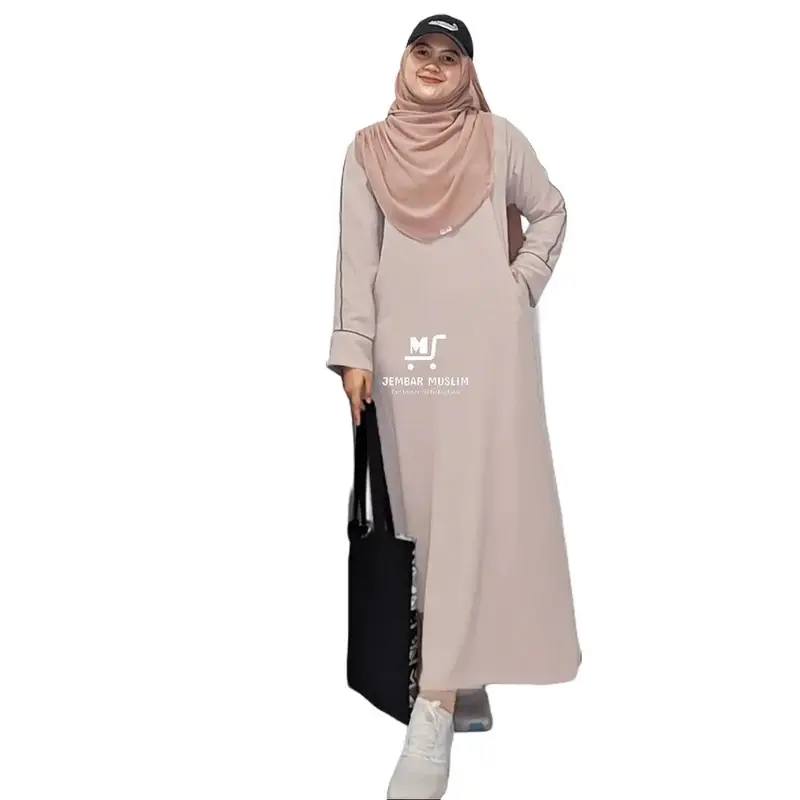 Jembarmuslim - Abaya List Ban Tangan | Gamis Basic Simple Variasi Setrip Exclusive Airflow Crinkle Dress Hitam Lembut Casual Remaja Wanita Muslim Dewasa Maxi Syari Lebaran gamisabaya 4