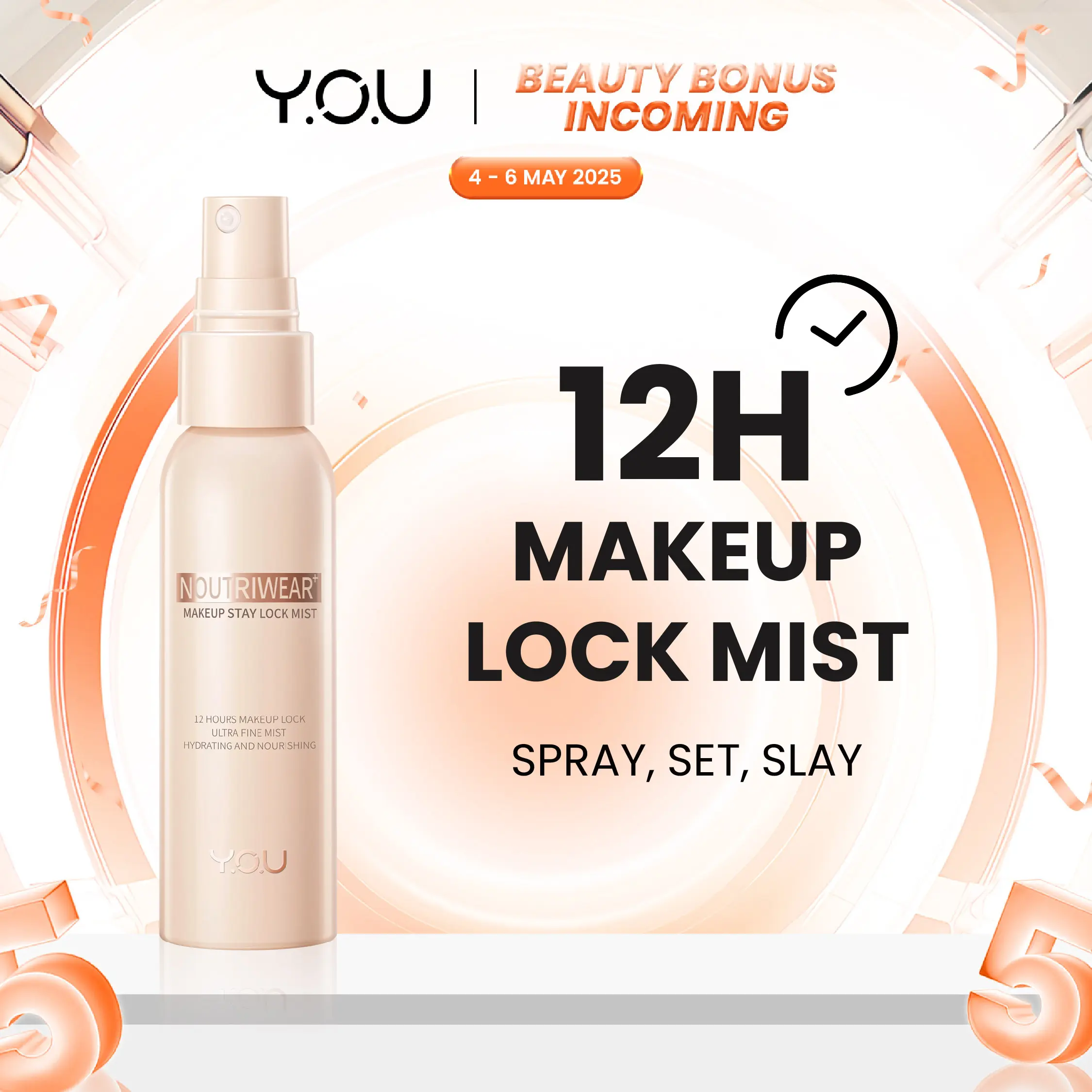 YOU NoutriWear+ Make Up Stay Lock Mist Oil Control Setting Spray Hydrating & Nourishing Semprotan Pengunci Kosmetik Makeup Tahan Lama Hingga 12 Jam