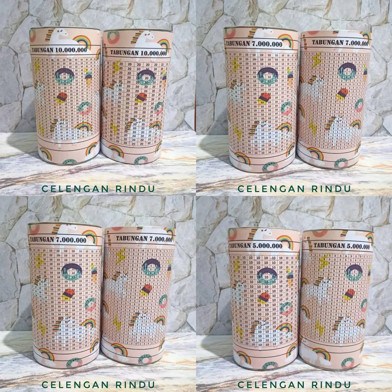 Celengan Target Custom Viral  motif UNICORN Jumbo Uang Uang Uang
