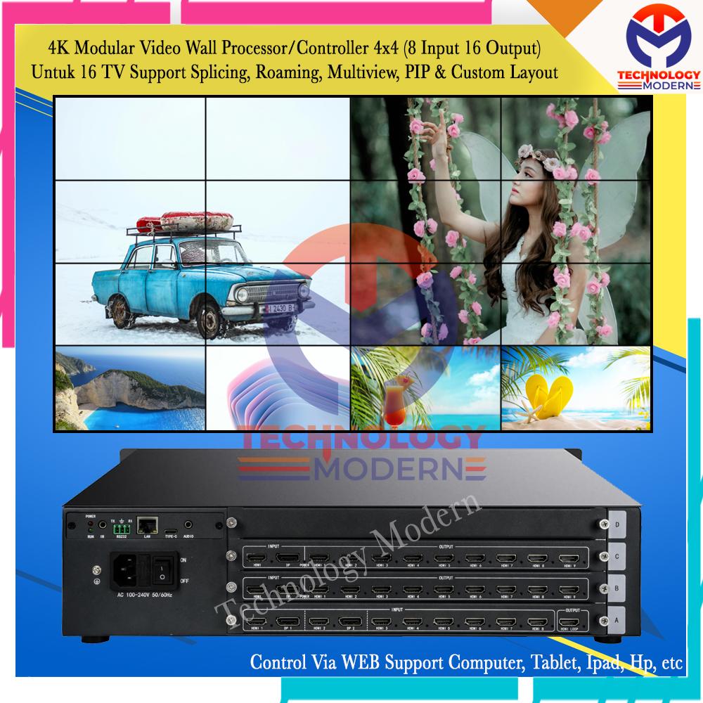 4K Video Wall Processor/Controller 4x4 (8 Input 16 Output) Seamless Switching Support Multiview & Custom Layout With Control WEB GUI