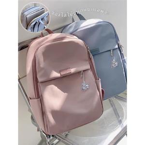 กระเป๋าสะพายหลังเกาหลีเรียบง่าย15นิ้ว สีพื้น ใช้ได้ทั้งวัยเรียนและวัยทำงานกันน้ำ สไตล์แฟชั่น ใส่โน้ตบุ๊ก