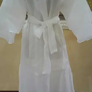 Kimono Robe Organza Payet Dada Panjang Wanita untuk Pengantin dengan Lengan 2 Layer Gaun Mutiara Dress