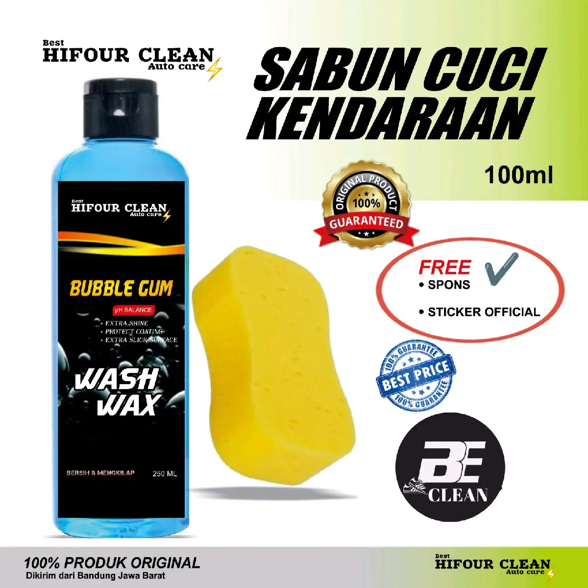 Terlaris No. 1| SHAMP00 & WAX AROMA BUBBLE GUM 100 ML by HIFOUR CLEAN AUto Care | SABUN CUCI KENDARAAN MOTOR MOBIL