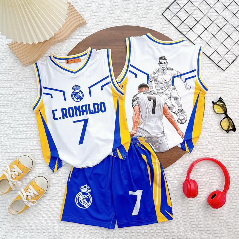 [G93] 12-45kg Bộ quần áo bé trai sát nách chất thun lạnh in 3D thể thao