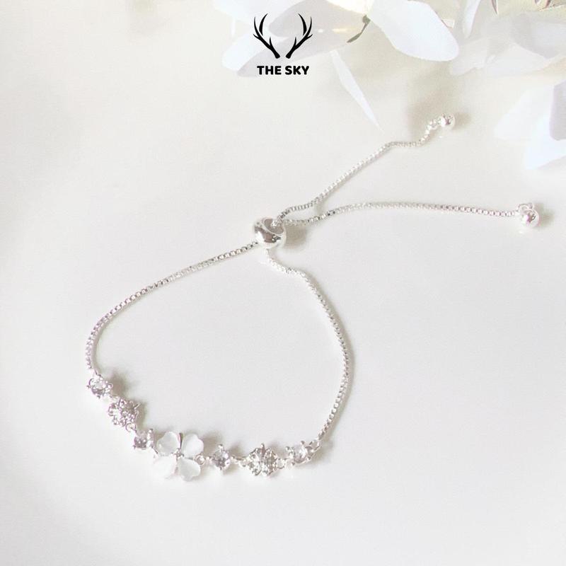 Lắc tay nữ THE SKY, vòng tay cỏ 4 lá rút may mắn freesize có thể tuỳ chỉnh theo tay đeo TSLT015 vòng tay, phụ kiện, nữ trang, trang sức nữ.