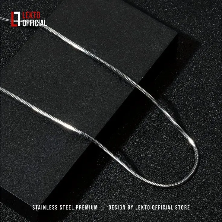 Kalung Titanium Anti Karat Selamanya Uniseks Pria Wanita Terlaris Motif Kotak SIERRA Monel Silver Pelapisan Logam Elegan 4